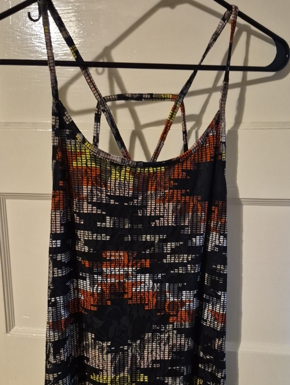 love, Fire Black Maxi Dress with Orange, White & Yellow Abstract Print